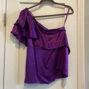 BCBGMaxAzria Orchid One Shoulder Pleated Top (US-Small), like new